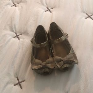 Mini Melissa gold glitter shoes
